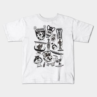 Greek Pottery - black and white Kids T-Shirt